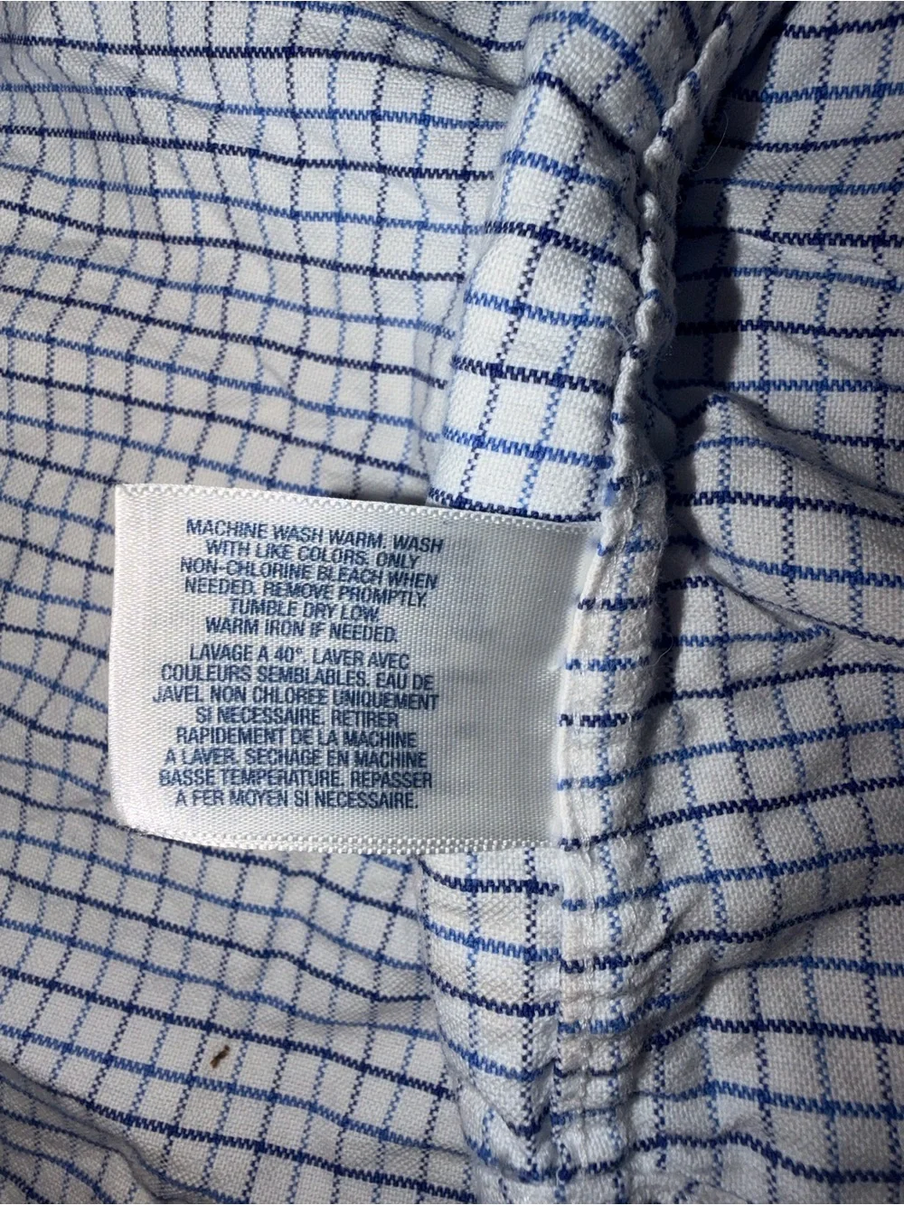 Ralph Lauren White Button-Down Shirt with Blue Check